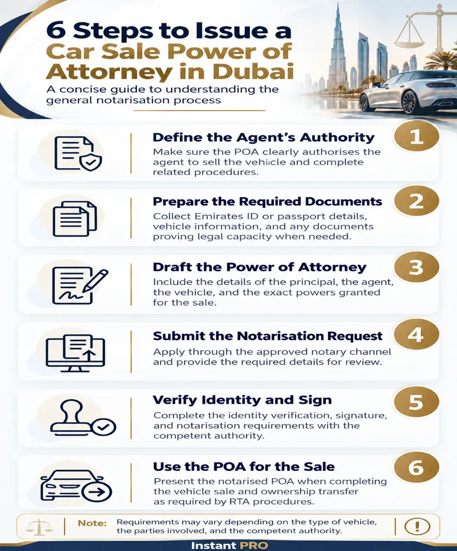 Car Sale Power of Attorney in Dubai: Requirements, Documents and Notarisation 1 6 Steps to Issue a Car Sale POA in Dubai